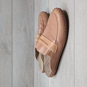 Aetrex Women Leather Loafer Mule Flats shoes sz 8.5